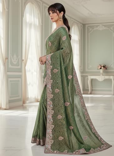 Image of Glory Sarees Women's Pure Soft Silk Banarasi Saree Traditional Embroidery Paisley Border With Blouse Piece (Qualamkars 103 Parent A)
