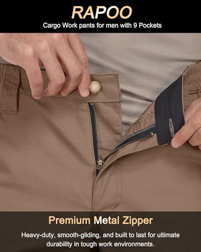 Image of Rapoo Ripstop Water Resistant Cargo Tactical Pants for Men EDC Hiking Work Military Army Pants with 9 Pockets