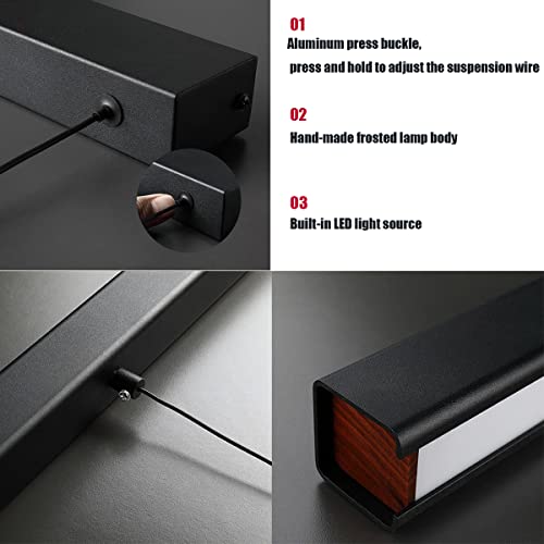 Lampada a sospensione a LED dal design lineare Lampada da tavolo da pranzo con telecomando Lampada a sospensione Lampada a sospensione regolabile in altezza per uso interno per tavolo da pranzo Sala