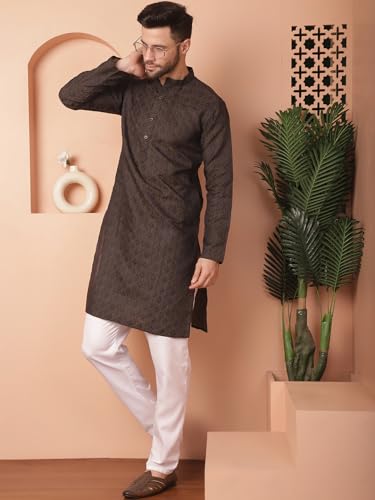 Image of Jompers Silk Men's Regular Fit Woven Design Kurtas