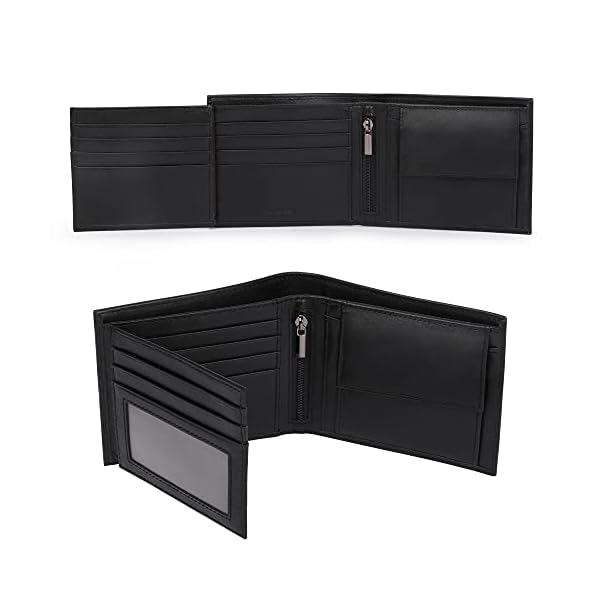 Mens Trifold Wallet with RFID Blocking and Coin Pocket Real Leather - Image 3