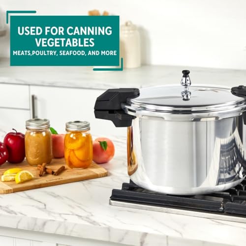 Image of Mirro 7114000228 92116 Polished Aluminum 5 / 10 / 15-PSI Pressure Cooker / Canner Cookware, 16-Quart, Silver