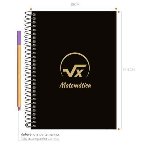 Caderno Colegial 10 Matérias Profissões Matemática (Preto e Gold)