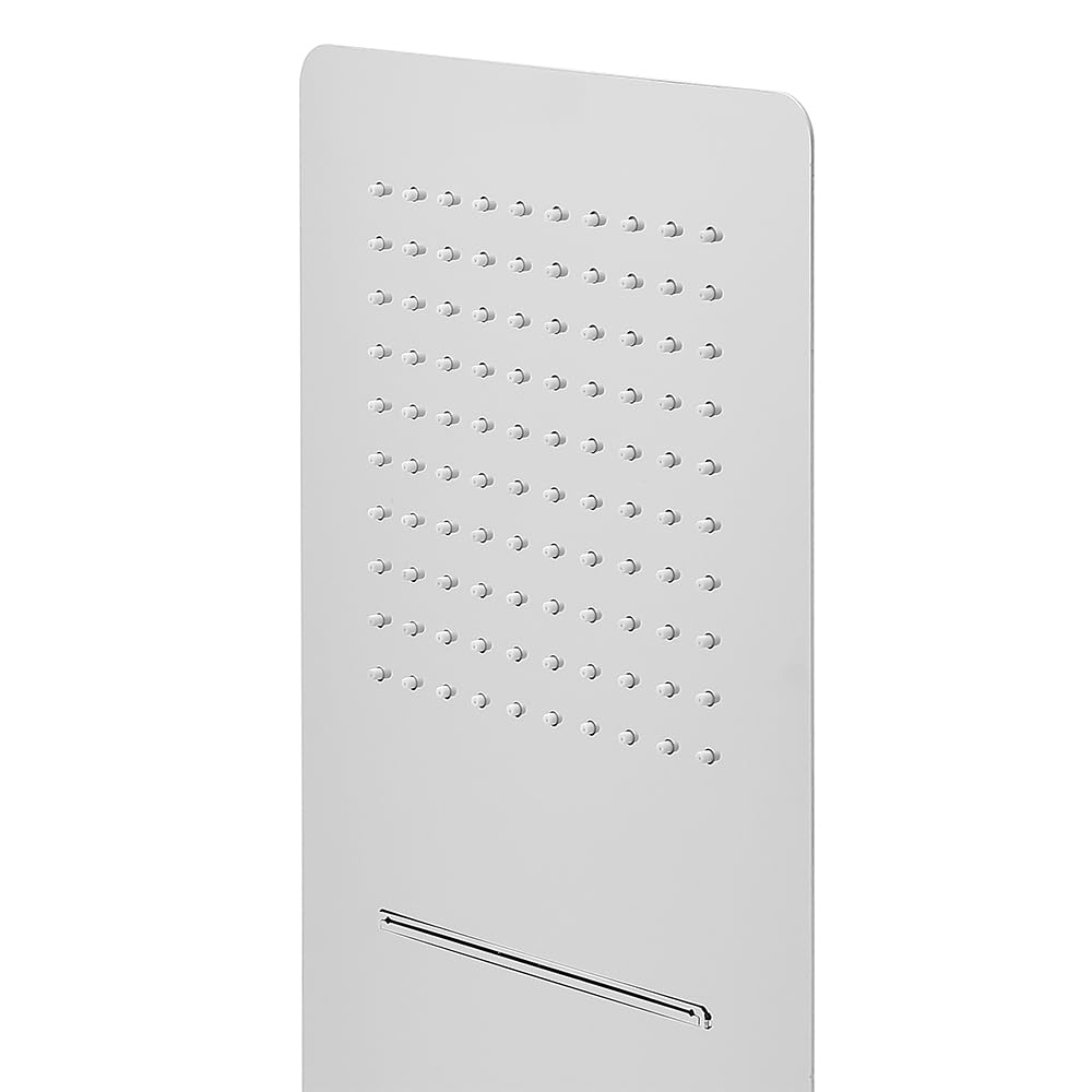 Soffione doccia a sbalzo cromo lucido 25x52 slim con cascata ed effetto pioggia, in acciaio inox