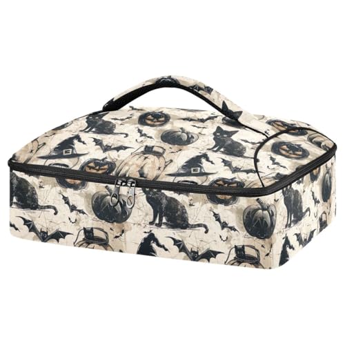 Porta casseruola isolata per cappello da strega e pipistrello di Halloween borsa per il trasporto di casseruole per cibi caldi o freddi adatta per cene feste campeggio