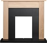 Adam Southwold Fireplace in Oak & Black, 43 Inch
