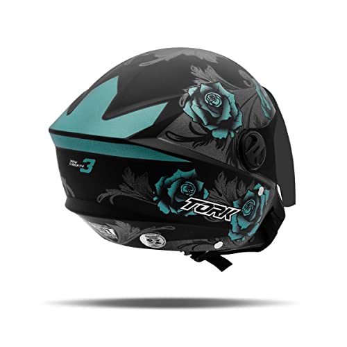 Capacete Aberto New Liberty Three Flowers Viseira Fumê Azul/Preto 58