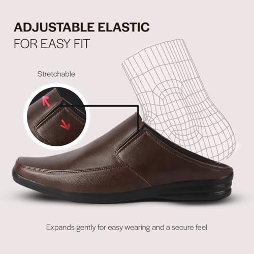 Image of FAUSTO Men Formal Back Open Memory Cushioned Insole Slip On Shoes | Office, Meetings, Event Slip Ons with Comfort All Day Long | Semi Formal Outfit Shoe, Anti Skid Rubber Sole