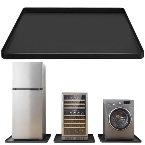 Large Washer Drain Pan Silicone Mat, 27×27inch with 0.78' Raised Edges Foldable Washing Machine Pan Silicone Mat, Multi-function Waterproof Non Slip Washer Drip Tray for Floor Protection (Black)