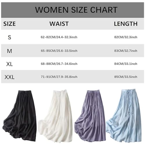 HUIQINGLI Wrap Around A Line Linen Skirt, Women Fashion Casual Retro Flowing Drawstring Waist Soft Lightweight Maxi Skirt2