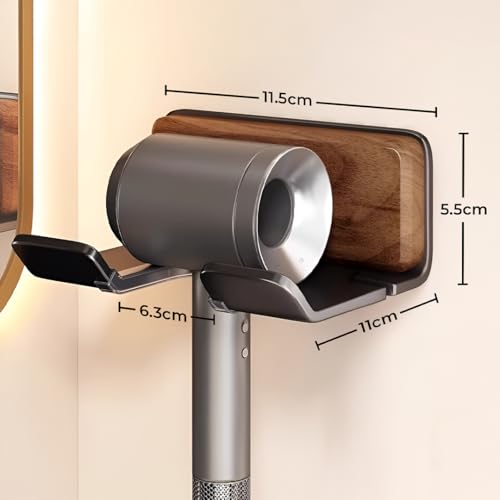 Image of HomeEssentials Wall Mounted Hair Dryer Holder & Stand - Space-Saving Hair Dryer Rack, Bathroom Suitable for All Hair Dryer Models, - Organizer for Home, Hotel, Salon