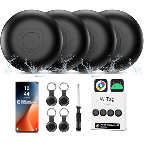 Air Tracker Android, IP67 étanche Smart Traceur Tag Lot de 4 localisateurs de clés Bluetooth compatibles avec l'application Google Find Hub (Android Uniquement) pour...