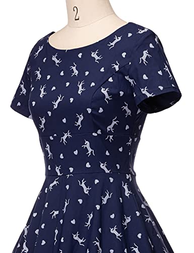 Image of GownTown Women's 1950s Vintage Dresses Short Sleeves Cocktail Stretchy Party Dresses with Pocket