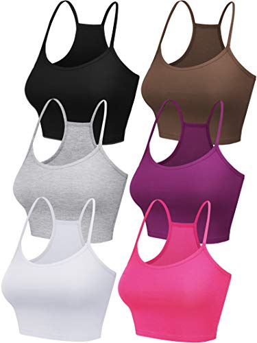 6 Pieces Women Crop Cami Top Racerback Sleeveless Strap Tank Top For Home Yoga #TOP28