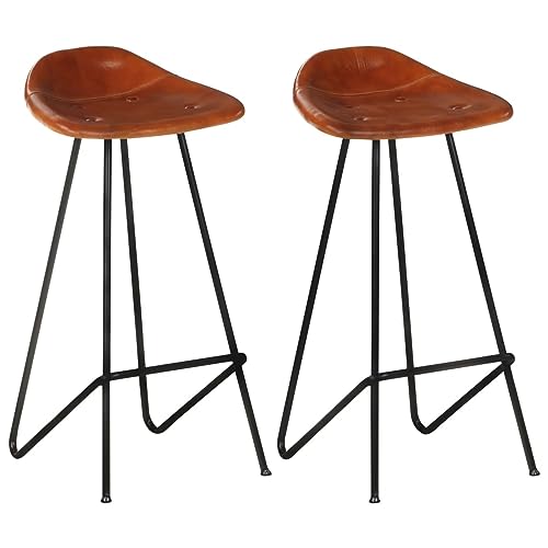 Xichuzi Taburetes de Barra de Cocina 2 uds Cuero auténtico marrón, Taburetes Altos De Cocina, Banquetas Cocina, Sillas Altas De Cocina, Bar Stool, Mueble Bar Taburete
