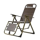 Sedie reclinabili pieghevoli in rattan resistente alle intemperie – Sedie da giardino per patio, spiaggia, balcone e campeggio – Lettino in vimini marrone per comfort e relax all