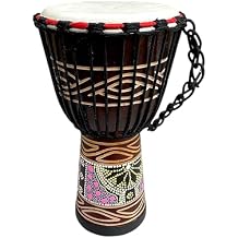 JIVE BRAND Djembe Bongo Congo African Mahogany Wood Drum With Heavy Base Goat Skin Head - Professional Quality 16" High - NOT MADE IN CHINA
