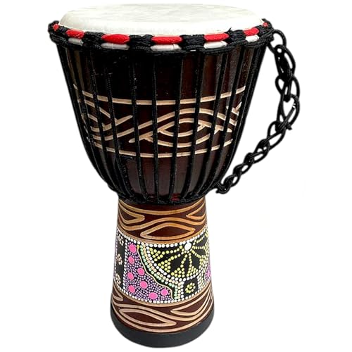 JIVE BRAND Djembe Bongo Congo African Mahogany Wood Drum With Heavy Base Goat Skin Head - Professional Quality 16
