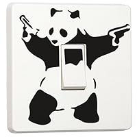 Adesivo da parete con panda Banksy con pistole da tiro – Art Graffiti Gun Bear Vinyl Decal 55 x 55