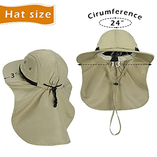 Image of Solaris Sun Hat with Neck Flap, UPF 50 Sun Protection Lightweight Sun Cap for Men Women, Wide Brim Hat for Fishing Hiking