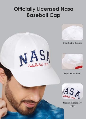 Image of Free Authority Official NASA Embroidered White Cap for Men & Women | Adjustable Closure