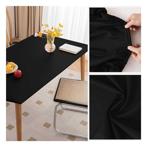 Mantel de Cuero sintético, Protector de Mesa, Mantel de Vinilo Lavable con Borde elástico, Antideslizante, Rectangular, Impermeable y Resistente al Aceite.