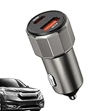 シガーライター USB C -2.5cm カーチャージャー |シガーライター - PD30W Type-C & QC3.0 USB-A 付き急速充電器、亜鉛合金、約35.6 g で、外出先での車内での効率的な充電が可能
