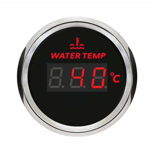 Medidor de temperatura de agua 52mm impermeable 12v 24v negro para coche y barco