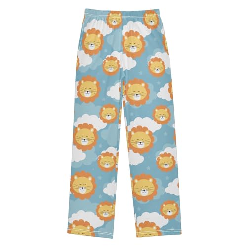 ZZXXB Sleeping Lion Boys Long Pants Soft Trousers Elastic Waist Kids Lounge Bottoms with Pockets S-XL