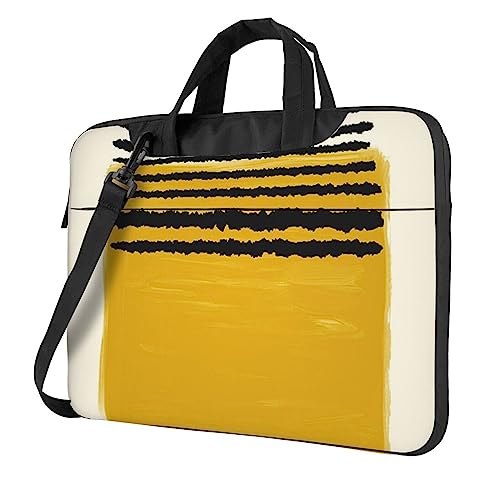 Sac à main pour ordinateur portable jaune moutarde fin aux lignes graphiques