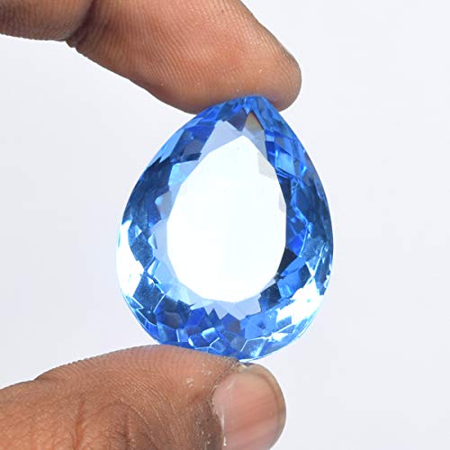 Blue Topaz Gem Approx 50-60 Ct Brazilian Topaz Faceted Pear Blue Topaz Gemstone Loose #TOP2