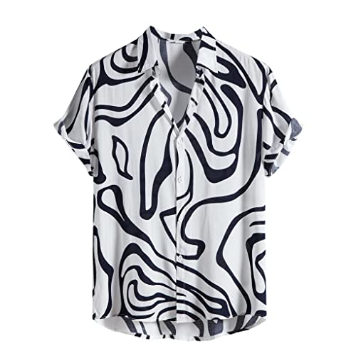 Chemise hawaïenne homme anti-coup de chaud vêtement léger rayé blanc