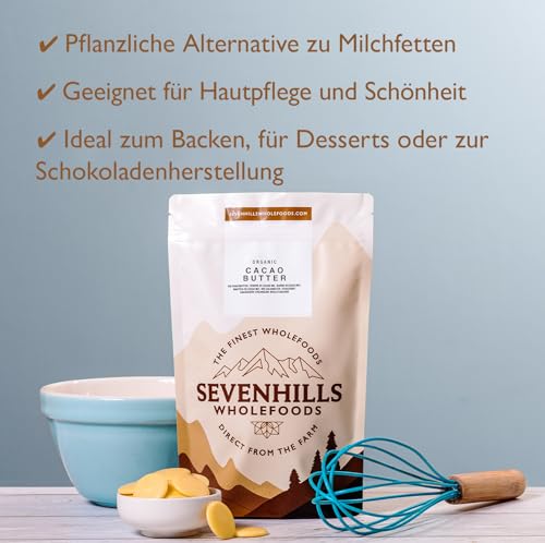 Sevenhills Wholefoods Kakaobutter Bio 200g, Rein und Natürlich, Premium Qualität