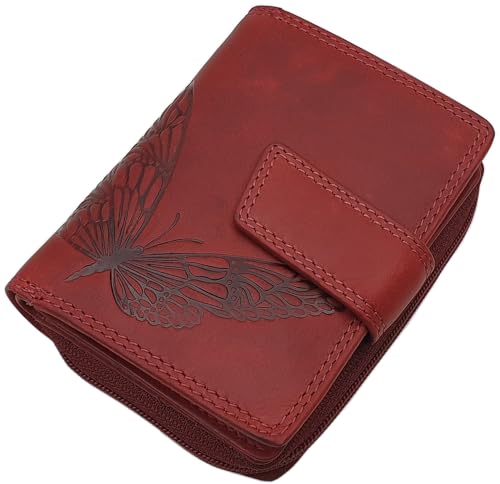 Porte-monnaie femme cuir de vachette RFID petit portefeuille papillon