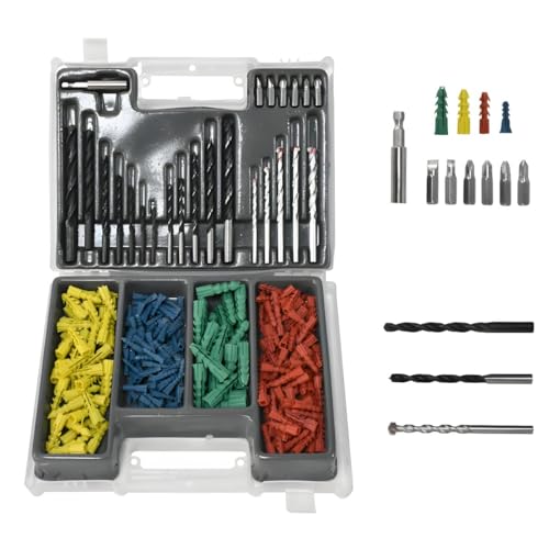 Kit de Brocas e Buchas para Furadeira e Parafusadeira, 300 Peças com Maleta