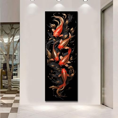 Peinture diamant adulte 5D grand format 90x260cm broderie koi full drill