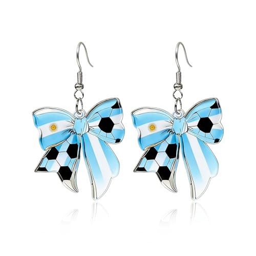 World Soccer Cup Earrings National Flag Soccer Bow Earrings Soccers Fans Dangle Earring American Flag Sports Fan Jewelry Gift Accessories