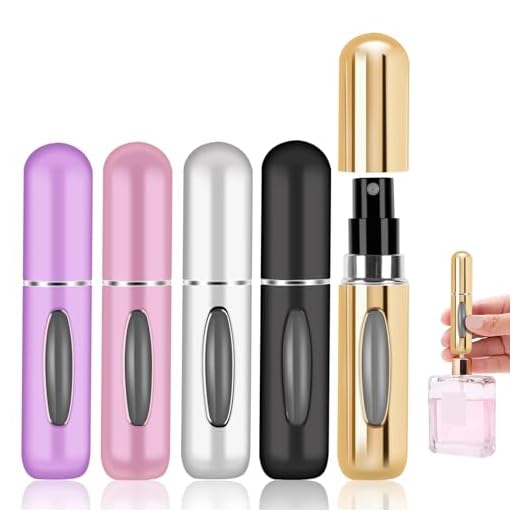WOUMON 5 PCS 5ML Atomizador Perfume Recargable, Mini Botella Rociadora Portátil, Cargador de Perfume Viaje con Ventana (Color D)