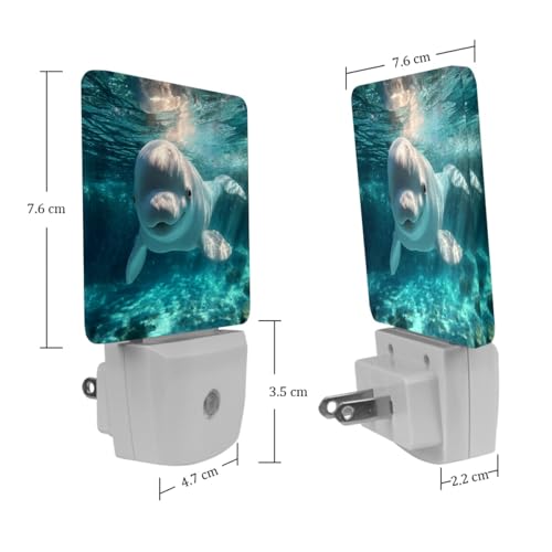 Image of NEWzone Dolphin Night Light [2 Pack], Plug in Wall Led Night Lights Decor for Boys Girls Room, Dusk to Dawn Sensor Wall Lamp for Stairway /Bedroom /Kitchen /Nursery Room