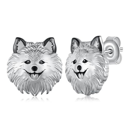Corgi Earrings/Pomeranian Earrings/West Highland White Terrier Earrings, 925 Sterling Silver Dog Earrings, Puppy Earrings, Animal Stud Earrings, Jewelry Gift for Women and Girls, Sterling Silver, No