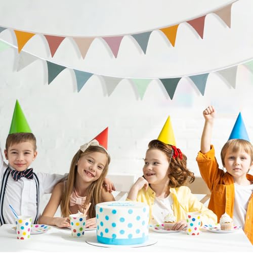 AiQInu 2 Stück Bunt Wimpelkette Kinderzimmer, Girlande Kinderzimmer Deko zum Aufhängen, Mädchen Jungen Kinderzimmer Deko für Babybett, Kinderbett, Party, Geburtstag, Hochzeit
