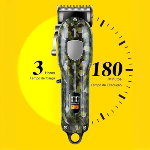 Máquina De Cortar Cabelo Sem Fio Bivolt Lâmina de Aço Inox Acabamento Profissional