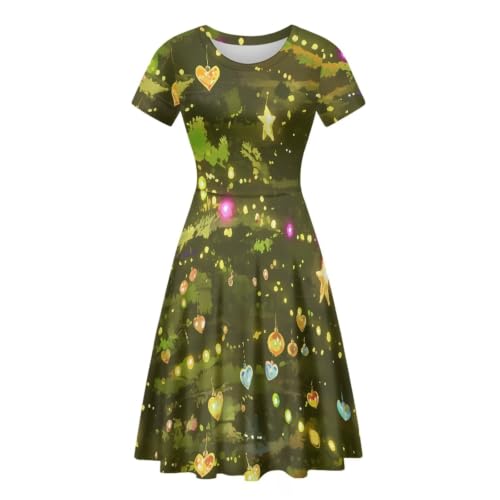 Image of Irisjudy T Shirt Dress for Women Short Sleeve Girls Short Sleeve Dress Plus Size, O Neck Knee Length Midi Dress for Ladies