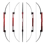 FQH 58" Folding Bow - Portable Survival Recurve Bow 35lbs, Ambidextrous (R/LH) for Archery Hunting and Outdoor Use (Red)