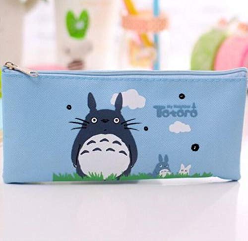 Cute Kawaii Fabric Pencil Case Lovely Cartoon Totoro Pen Bags para regalo de niños kawaii papelería estuches útiles escolares, azul Cover