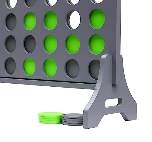 Image of Giant 4 in a Row Game for Family & Adults - Tailgating Pros Jumbo Grey Wooden Four in a Row Indoor & Outdoor Yard Game for Family Party Fun, Portable Activities for Patio, Backyard, and Camping