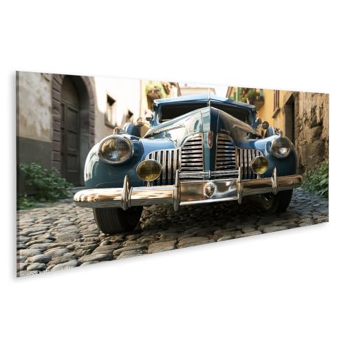 Décoration de salon style rétro avec le tableau voiture vintage panorama