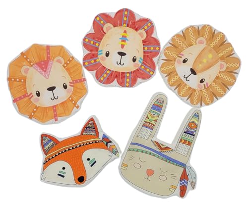 Les Bobinettes - Lot de 5 maxis lingettes lavables pour le soin du corps et du visage - thème animaux