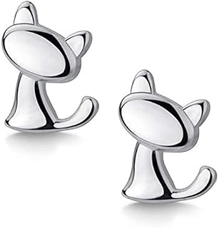 Stud Earrings Gift for Her, 925 Sterling Silver Earring Set Girls Women Lovely Cat Studs Great Gift for Sister, Mom, Friends