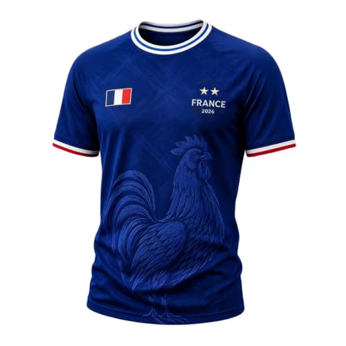 France Soccer Jersey Gym Clothes Short Sleeves Crew Neck Casual Grapic Fashion Shirts for Men Football National Team Supporters Summer Tops Game Day Wear A Royal Blue Medium